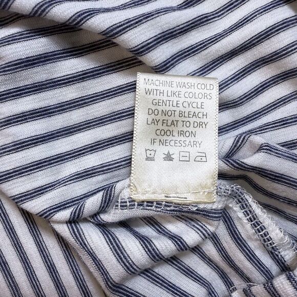 Max Studio Top Womens‎ Plus 1X Gray Stripe Tie Cuff Boat Neck Nautical Coastal - Picture 8 of 9